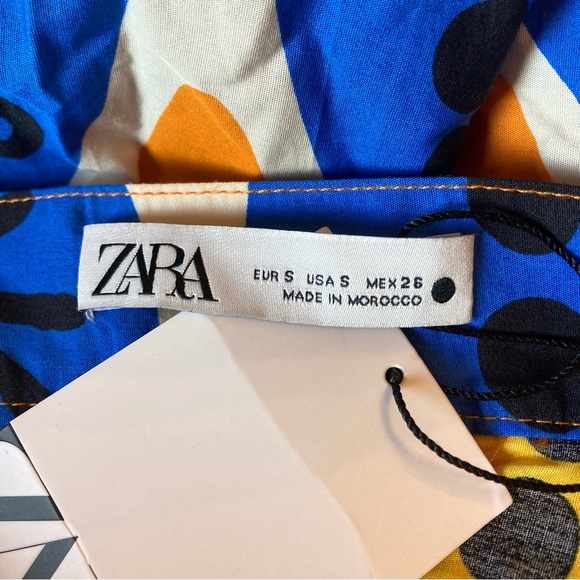 ZARA Colorful Bright Cotton Abstract Batik African Print Pleated Maxi Skirt NWT - Picture 8 of 13